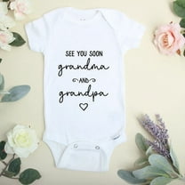 Baby Bodysuit BELLA CANVAS See You Soon Grandma & Grandpa Pregnancy Announcement Baby Bodysuit
