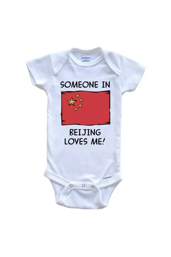 Baby Bodysuit BELLA CANVAS Someone In Beijing Loves Me Chinese Flag One Piece Baby Bodysuit
