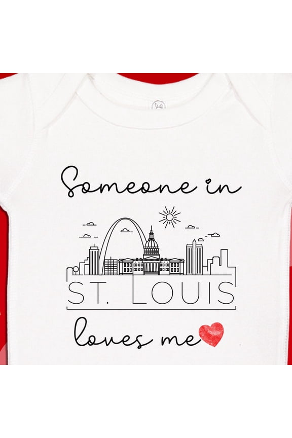Baby Bodysuit BELLA CANVAS St. Louis Baby Onesie, Someone Loves Me In Saint Louis Bodysuit, Somebody In Missouri Loves Me, Cute Long Distance Baby Gift, Mo City