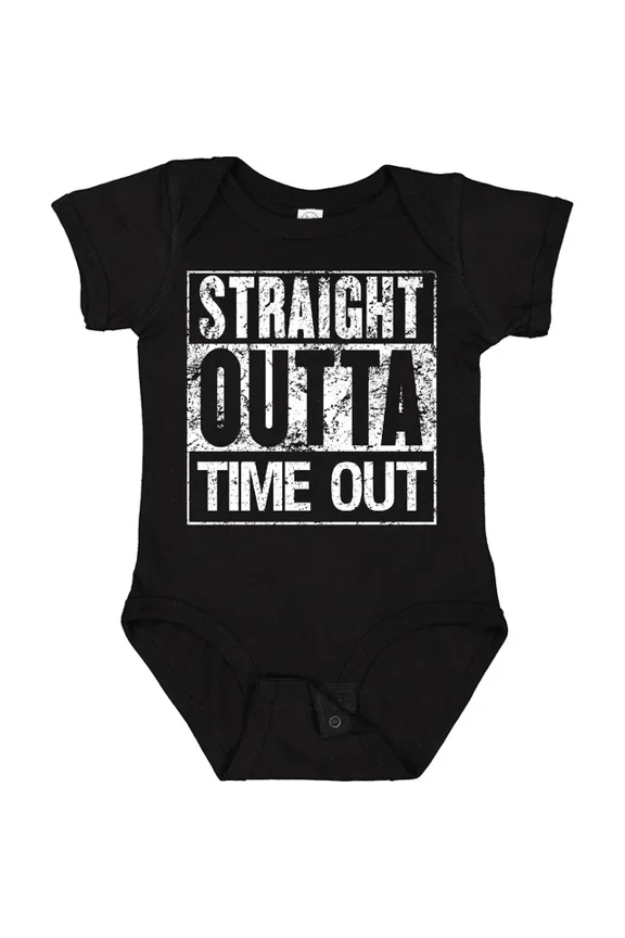 Baby Bodysuit BELLA CANVAS Straight Outta Time Out Baby Bodysuit Children Kindergarten Pre-School