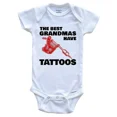 thumbnail image 1 of Baby Bodysuit BELLA CANVAS The Best Grandmas Have Tattoos Funny Bodysuit Baby Bodysuit, 1 of 3