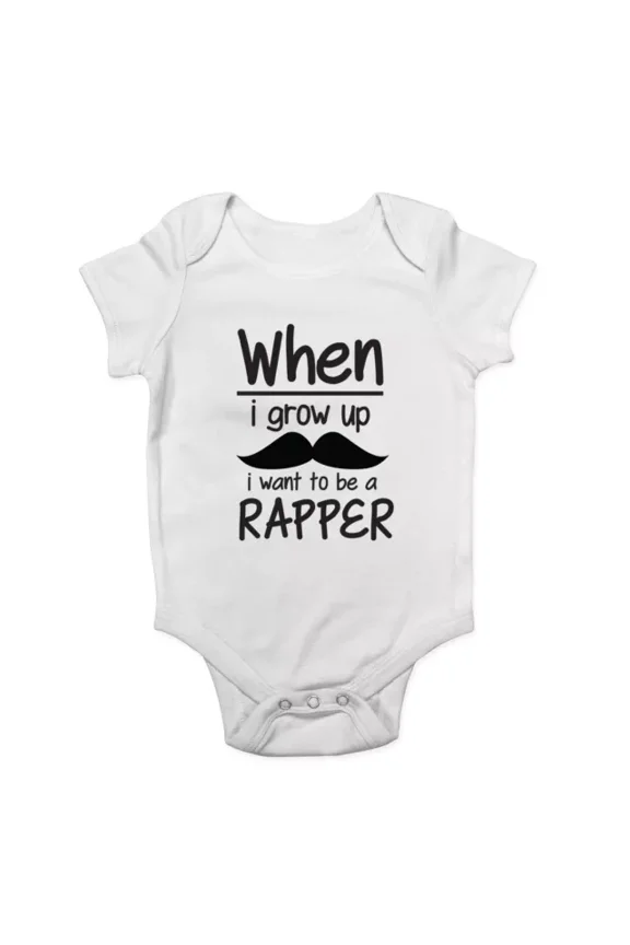Baby Bodysuit BELLA CANVAS When I Grow Up I Want To Be A Rapper Baby Grow Vest Bodysuit Boys Girls Gift