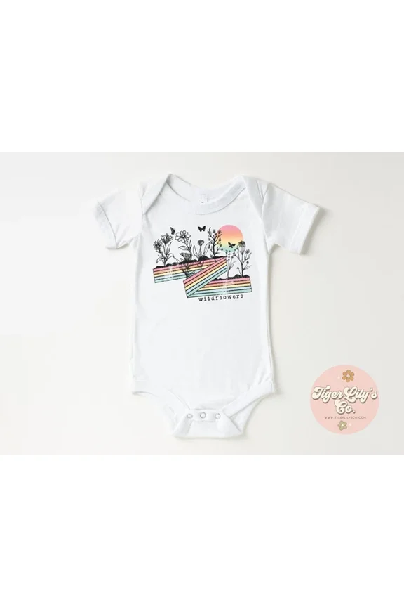 Baby Bodysuit BELLA CANVAS Wildflowers Baby Bodysuit-Retro Boho Floral-Carters Baby Bodysuit