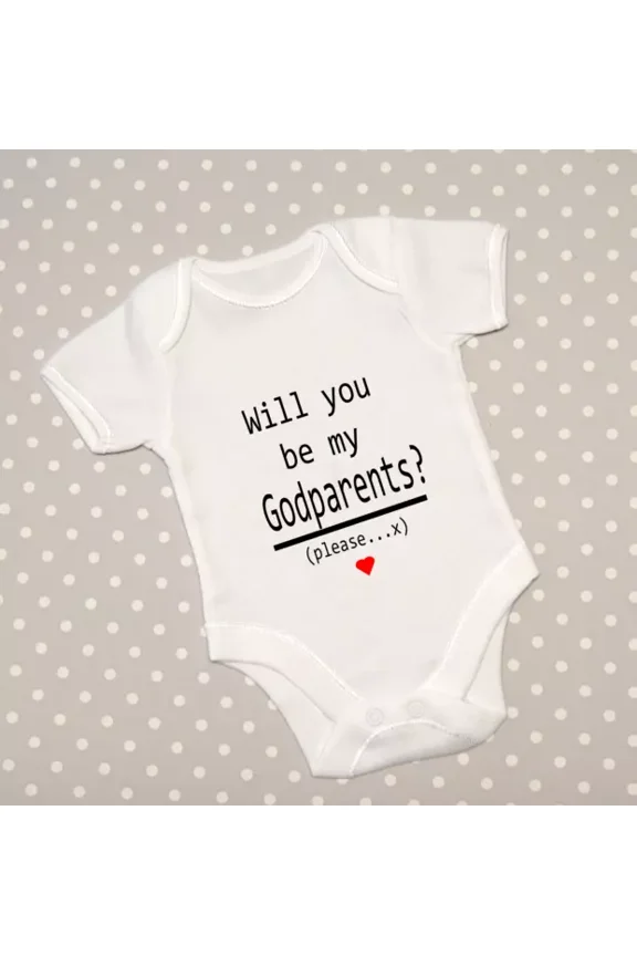 Baby Bodysuit BELLA CANVAS Will You Be My Godparents? Baby Grow Announcement Bodysuit Babygrow Top Vest