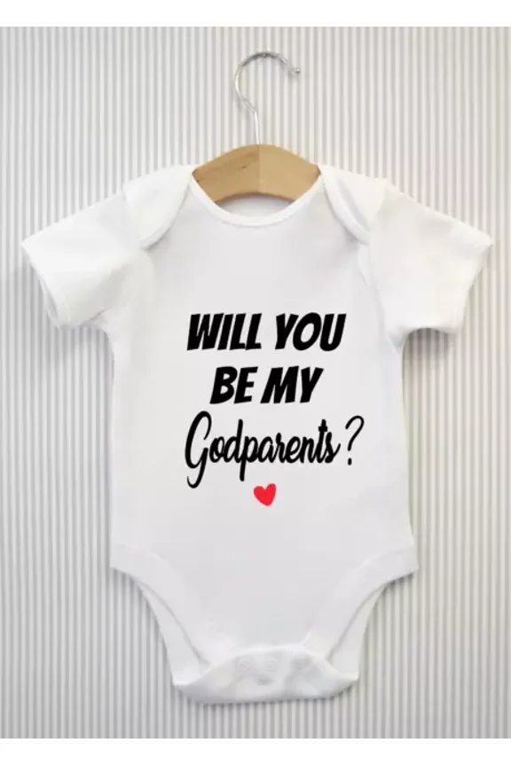 Baby Bodysuit BELLA CANVAS Will You Be My Godparents? Baby Grow Announcement Bodysuit Babygrow Vest #2