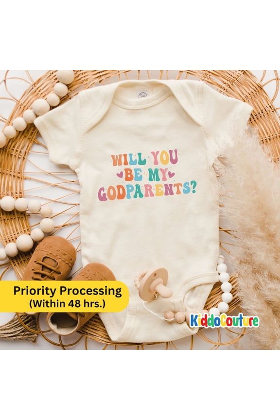 Baby Bodysuit BELLA CANVAS Will You Be My Godparents Onesie, Retro Godparents Baby Bodysuit, Pregnancy Announcement Bodysuit, New Born Baby Godparents Gift Onesie