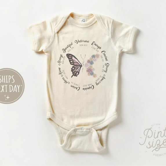 Baby Bodysuit BELLA CANVAS You Are Enough Baby Onesie - Boho Religious Bodysuit - Butterfly Natural Baby Onesie