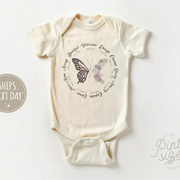 Baby Bodysuit BELLA CANVAS You Are Enough Baby Onesie - Boho Religious Bodysuit - Butterfly Natural Baby Onesie