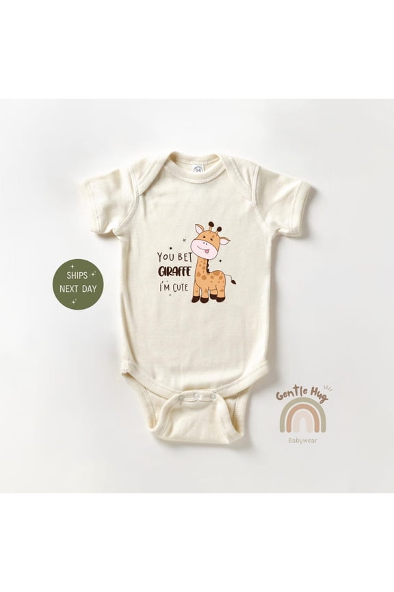 Baby Bodysuit BELLA CANVAS You Bet Giraffe I'M Cute Onesie, Funny Giraffe Baby Bodysuit, Cute Animal Baby Onesie, Adorable Giraffe Onesie, Baby Shower Gift
