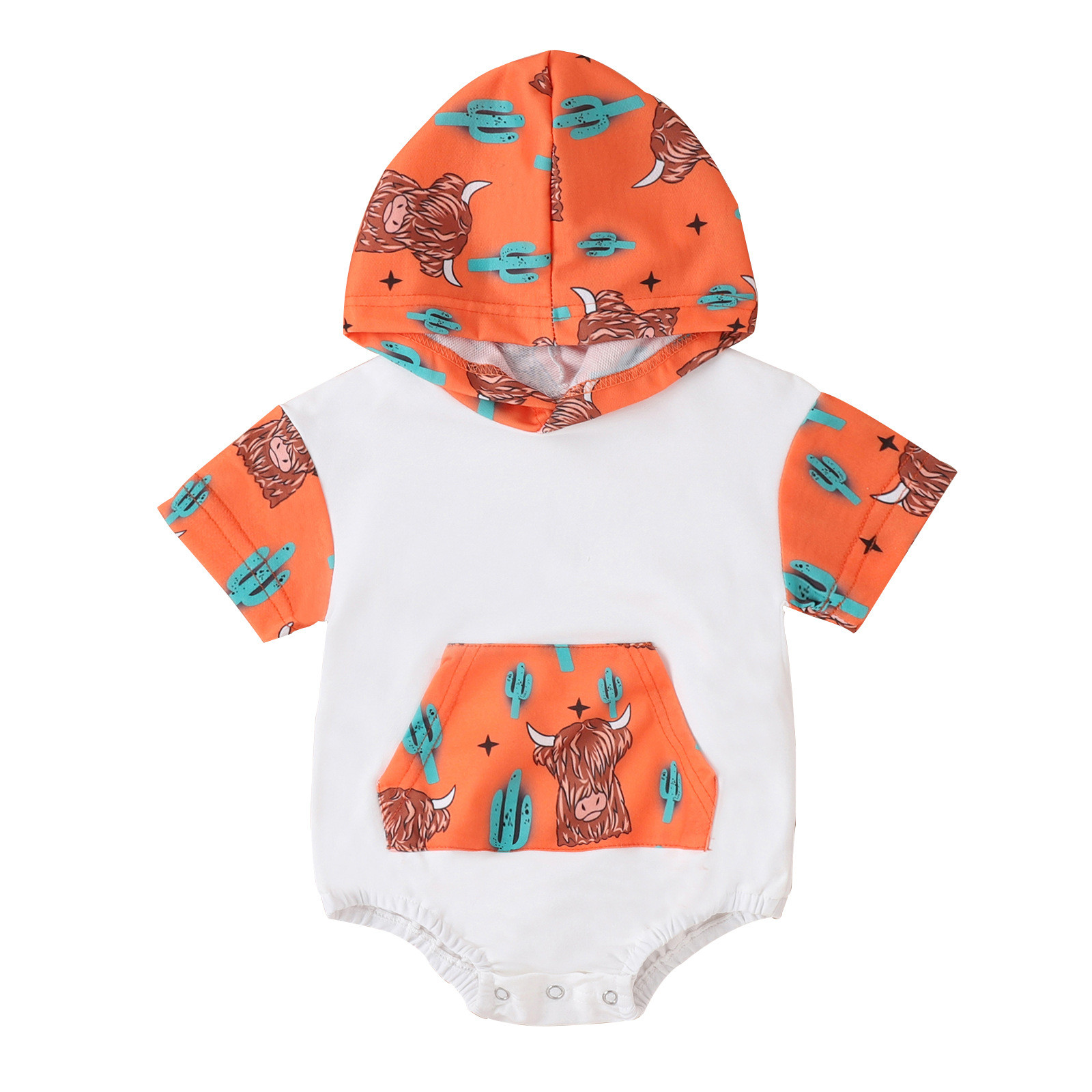 Baby Bodysuit Babys Kids Summer Short Sleeve Cow Prints Cute Hoodie