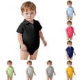 thumbnail image 1 of Baby Bodysuit Casual Summer Outfit Basic Solid Color Short Sleeve Romper Beach School Party Toddler Clothes 3 24 Months Baby Take Home Outfits Girl Outfits Dark Girls Clothes Baby, 1 of 4