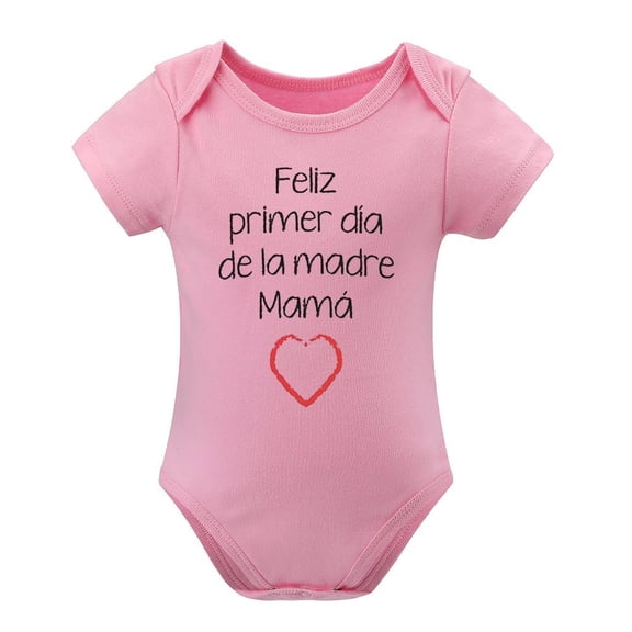 Baby Bodysuit - Happy First Mother's Day & Feliz Primer Día De La Madre Mamá - Bilingual Celebration Outfit Pink-style 6months