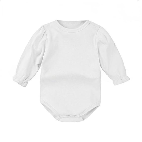 Eygvbb Baby Bodysuit Infant Romper Solid Coverall Girls Romper Long Sleeve Crew Neck Ruffle Cuff for 0-24 Months Boys Girls Newborn Daily Casual Wear