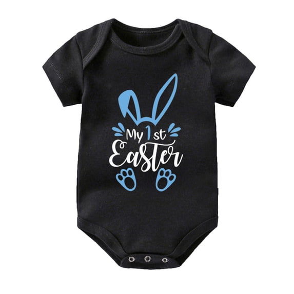 Baby Bodysuit Baby Girls Boys Easter Letters Prints Short Sleeve Romper Jumpsuit Bodysuits Baby Boy Romper BK1 3 Months-6 Months