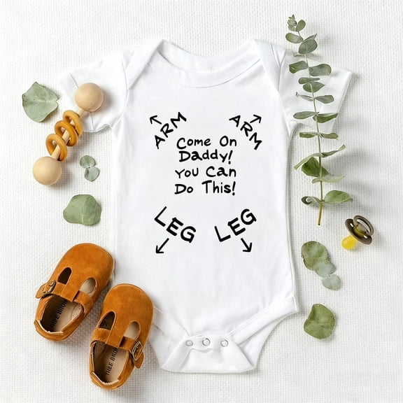 Baby Bodysuit or Onesie with "Come on Daddy! You Can Do This" Print, Black & White Short Sleeve Romper, Newborn Essentials, Funny New Dad Gift with Easy Snap Closure