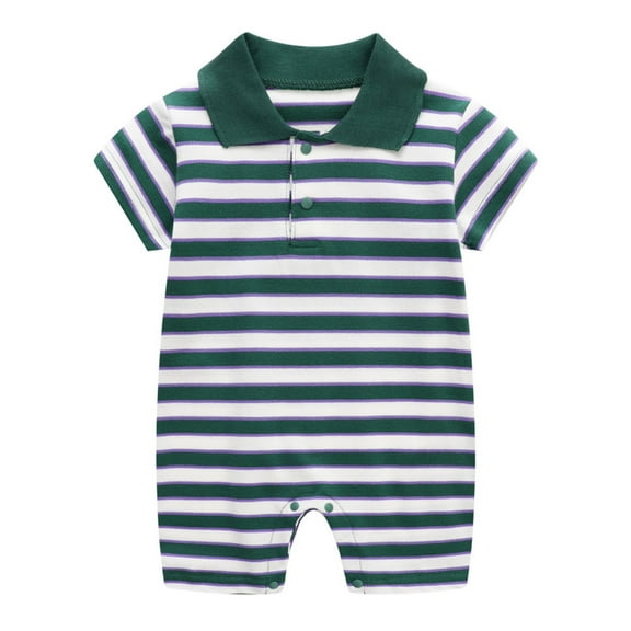 Baby Bodysuit Pajamas Romper Jumpsuit Short Sleeves Striped Sleeper Baby Girl Clothes 7-9 Months
