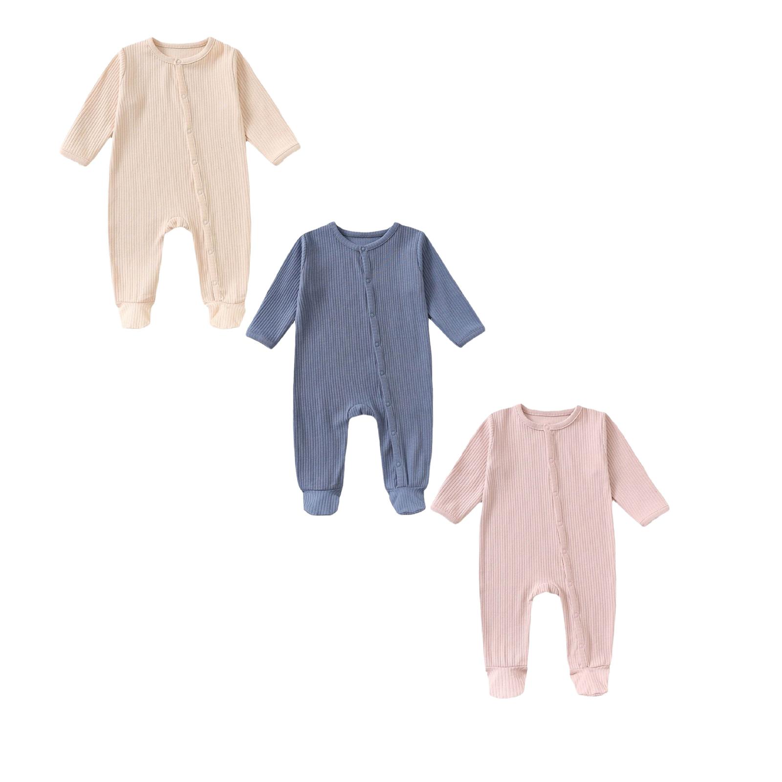 Baby Bodysuit Romper Pajamas Jumpsuit Soft Long Sleeves Sleeper Baby ...