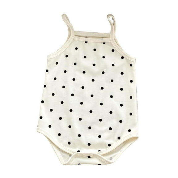Baby Bodysuit Sleeveless Unisex Newborn Funny Printing Romper Jumpsuits Summer Casual Spaghetti Strap Onesies, White, 6 Months