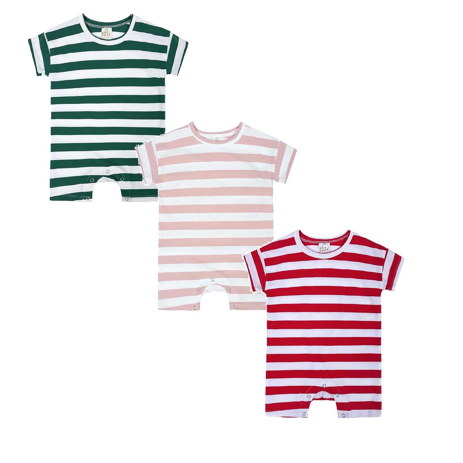 Bodysuit Backed Onesie Pajamas Thin Striped Bodysuits Preemie Clothes Boys 9-12 Months