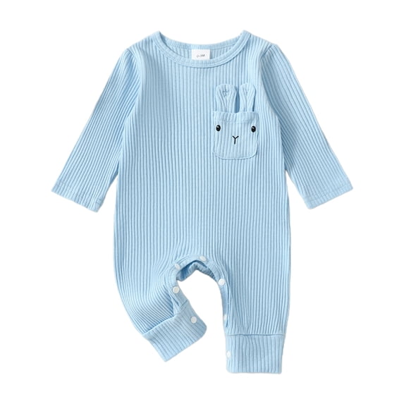 Baby Bodysuit Toddler Girls Boys Easter Winter Long Sleeve Jumpsuit Rabbit Ribbed Outwear Spring Autumn Clothes Toddler Baby Cotton Bodysuits Outdoor Wear