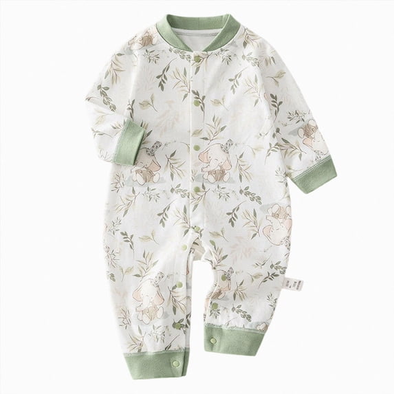 Baby Bodysuit Unisex Baby Fall Winter Romper Little Boys Girls Long Sleeve Clothes 6-12 Months 12-24 Months Baby Green,6-9 Months