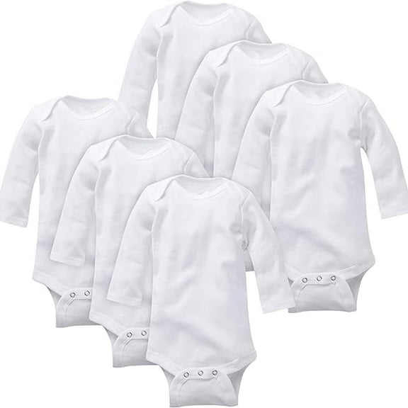Baby Bodysuits, Long-Sleeve Onesies - 6-Pack, Unisex Infant Essentials for Newborn Boy & Girl