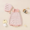 thumbnail image 1 of Baby Bodysuits Newborn Stripes Knitted Onesie Hats Clothes Sets Autumn Sleeveless Infant Boys Girls Cotton Jumpsuits Outfits 2pc, 1 of 6