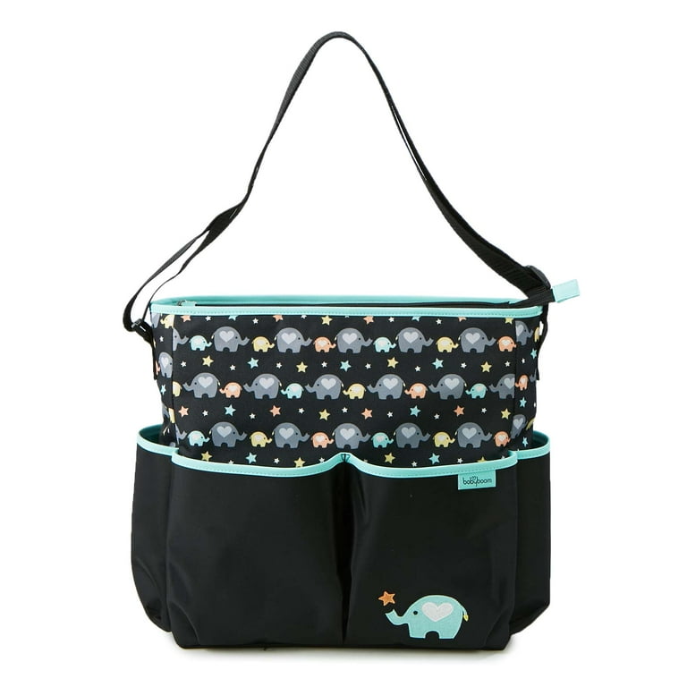 Baby Boom Tote Diaper Bag with Adjustable Shoulder Strap, Black