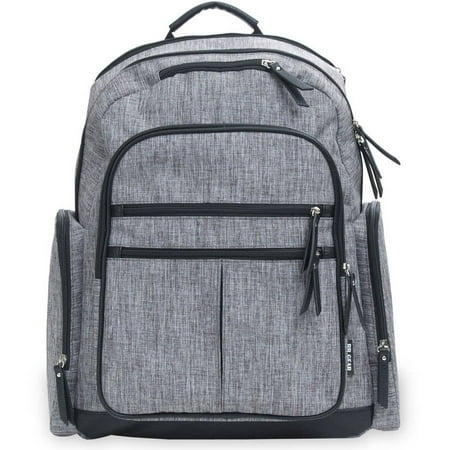 Baby Boom Heather Backpack Diaper Bag with Insulated Pocket, Gray