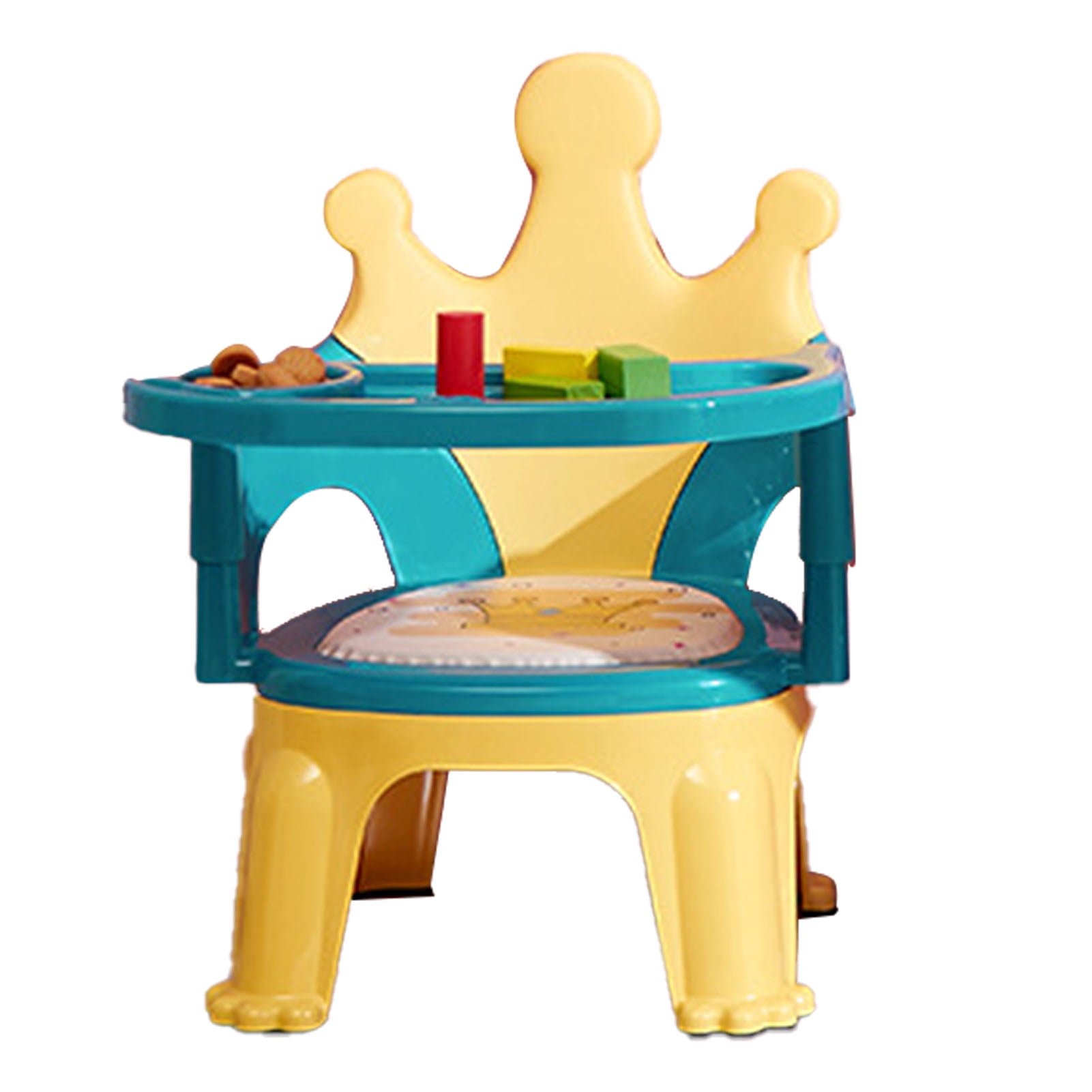 Baby Booster Seat Cartoon Detachable Toddler Dining Chair with Sound for Home Kindergarten Blue