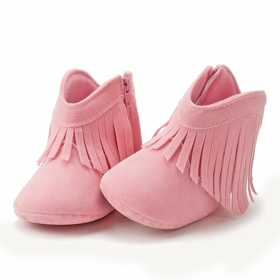 Baby Booties,Baby Girls Cowboy Tassel Boots Side Zipper Moccasins Soft Bottom Non-Slip Toddler Shoe