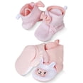 thumbnail image 1 of Baby Booties Girls 3-6 Months, 100% Cotton, Hook & Loop Closure & Non Slip Grippers Baby Slippers that Stay On (Pink Alpaca), 1 of 7