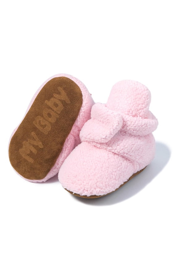 Baby Booties, Newborn Baby Booties Non-Slip Warm Cozy Baby Slippers Toddler Boys Girls Infant Winter Cozy Socks Shoes Easy On and Off Snap Boots Crib Warm Shoe First Walker Birthday Shower
