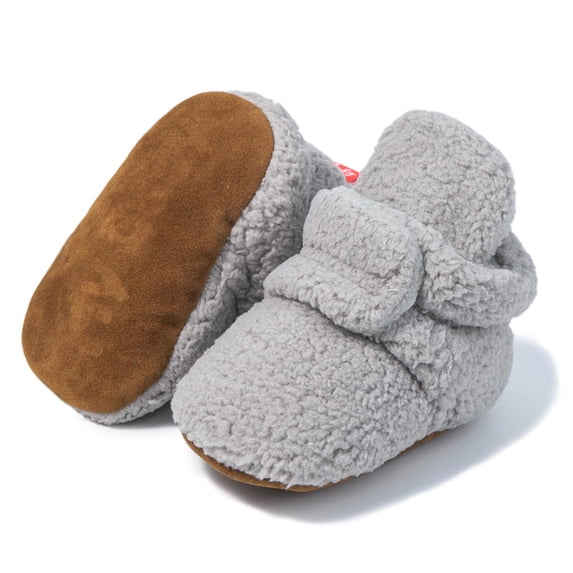 Baby Booties, Newborn Baby Booties Non-Slip Warm Cozy Baby Slippers Toddler Boys Girls Infant Winter Cozy Socks Shoes Easy On and Off Snap Boots Crib Warm Shoe First Walker Birthday Shower