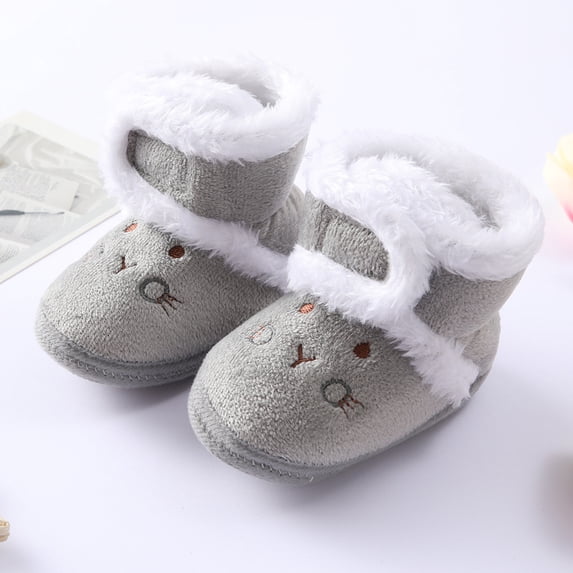 Baby Booties, Newborn Baby Booties Non-Slip Warm Cozy Baby Slippers Toddler Boys Girls Infant Winter Cozy Socks Shoes Easy On and Off Snap Boots Crib Warm Shoe First Walker Birthday Shower