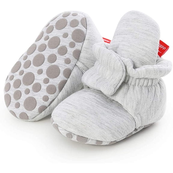 Baby Booties Newborn Boys Girls Fleece Boots Non Slip Grippers Stay On Slipper Socks Infant First Walker Winter Warm Crib Shoes