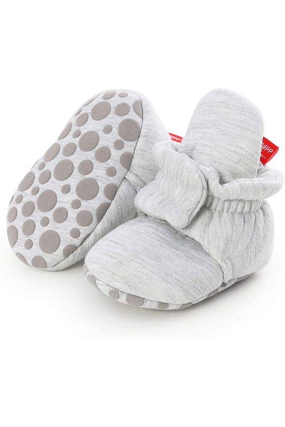 Baby Booties Newborn Boys Girls Fleece Boots Non Slip Grippers Stay On Slipper Socks Infant First Walker Winter Warm Crib Shoes