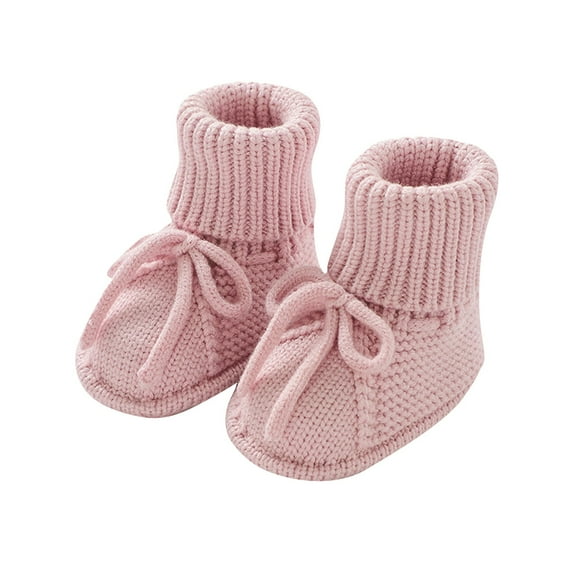 Baby Booties Newborn Infant Sock Shoes Hand Knitting Crochet Boy and Girl Cozy Shoes Baby Solid Color Knitted Walking Shoes Slip Socks