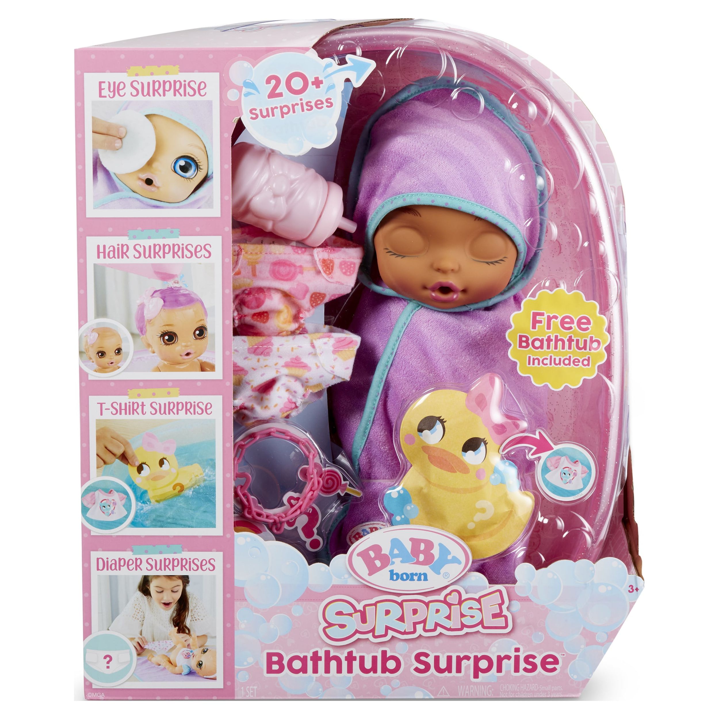 Baby Born Surprise Bathtub Surprise Purple Swaddle Bow w/ 20+ Surprises - image 1 of 6