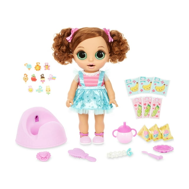 Baby Born Surprise Magic Potty Surprise Green Eyes - Doll Pees Glitter & Poops Surprise Charms, Toys for Girls Ages 3 4 5+