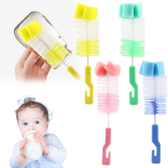 Baby Bottle Brush TASTAN Sponge & Nipple Combination Bottle Brush - 3-In-1 Insulated Cup Cleaner, Flexible Long-Handle Design, Bpa-Free Baby Feeding & Travel Mug Scrubber, 3 in 1 Cleaner, Green