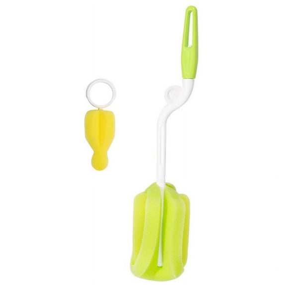 Baby Bottle Brush with Nipple Cleaner, 360° Rotating Sponge Baby Bottle Cleaning Brush Cleaner 2pcs Set