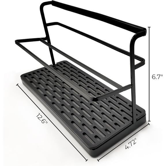 Baby Bottle & Dish Dryer - Space Saving Narrow Two Tier Tower Over Sink Dry Rack (Black)