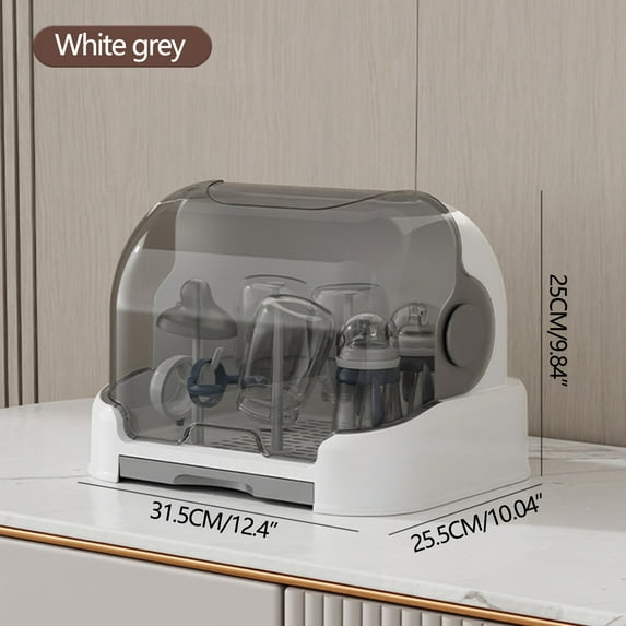 Baby Bottle Drying Rack Container with Drainer, Baby Bottle Drying Rack, Portable Nursing Cutlery Box Container with Cover, Bottle Holder for Baby and Toddler, Portable Kitchen Cabinet Organizer