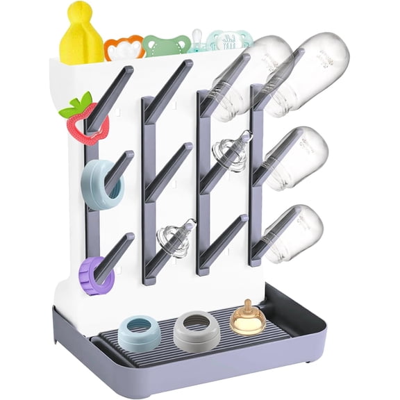 Baby Bottle Drying Rack for Countertop Space-Saving Baby Bottle Holder for Drying Bottles, Nipples, Pump Parts & Accessories Ideal for Breastfeeding & Newborn Essentials Storage