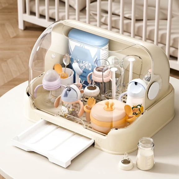 Baby Bottle Drying Rack with Cover, Portable Baby Bottle Storage Organizer for Countertop Or Cabinet, Durable Nursing Bottles And Utensils Organizer for Kitchen