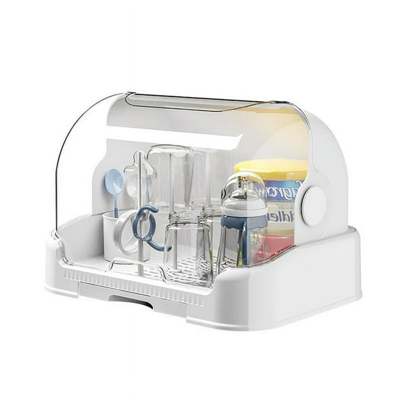 Baby Bottle Drying Rack,Dust-proof Cabinet Finishing Box,baby bottle drying rack with cover,Clutter Storage,Kitchen Countertop Drying Rack for Baby Bottles and Other Baby Essentials,Durable Drip Tray