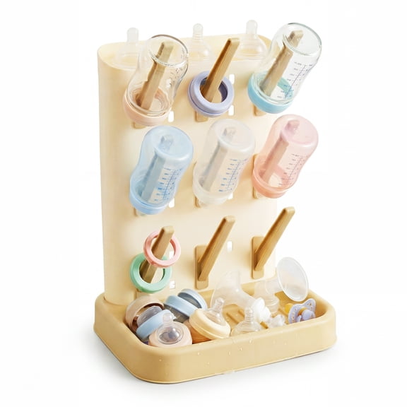 Baby Bottle Drying Rack Large Capacity Vertical Standing Bottle Dryer Holder with Detachable Bottom Drip Tray for Nipple Pump Part and Accessories