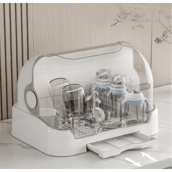 Baby Bottle Drying Rack With Lid Baby Bottle Storage Box With Removable Drain Tray Space Saving Baby Bottle Rack Dryer Reusable Bottle Rack Holder For Baby Rack