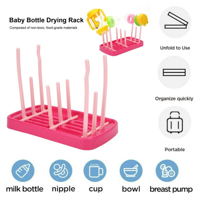 Baby Bottle Drying Rack with Tray Foldable Baby Feeding Bottle